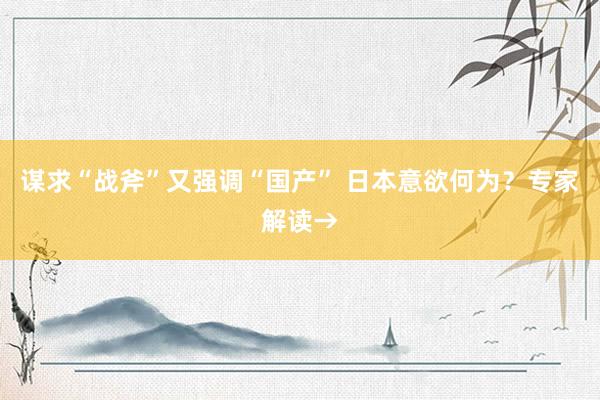 谋求“战斧”又强调“国产” 日本意欲何为？专家解读→