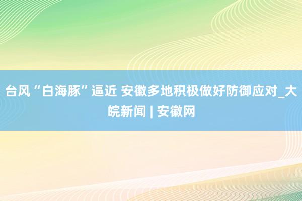 台风“白海豚”逼近 安徽多地积极做好防御应对_大皖新闻 | 安徽网
