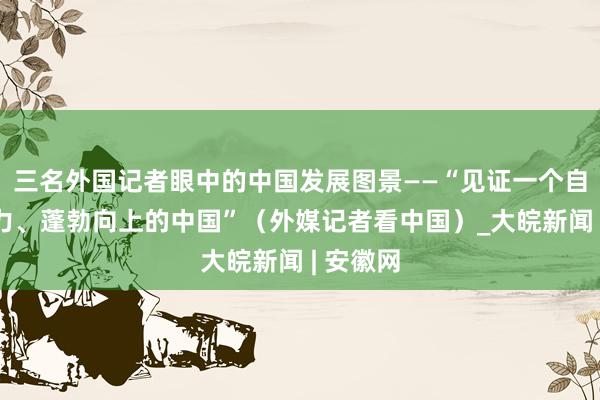 三名外国记者眼中的中国发展图景——“见证一个自信、活力、蓬勃向上的中国”（外媒记者看中国）_大皖新闻 | 安徽网