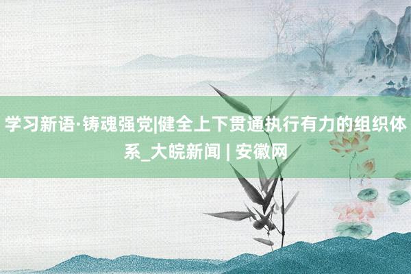 学习新语·铸魂强党|健全上下贯通执行有力的组织体系_大皖新闻 | 安徽网