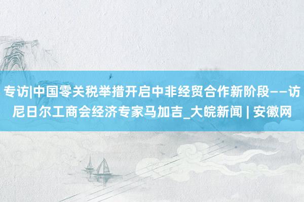 专访|中国零关税举措开启中非经贸合作新阶段——访尼日尔工商会经济专家马加吉_大皖新闻 | 安徽网