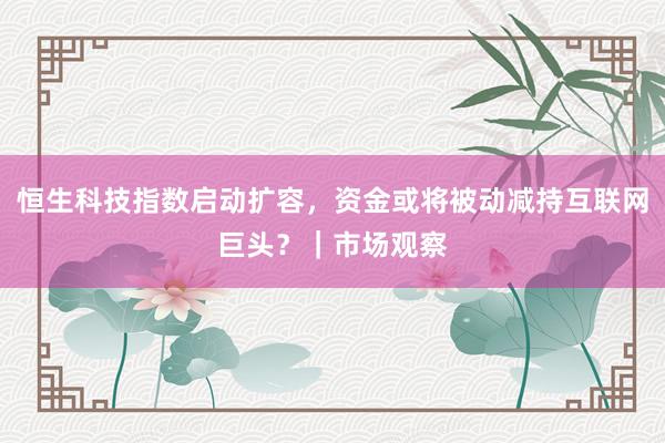恒生科技指数启动扩容，资金或将被动减持互联网巨头？｜市场观察