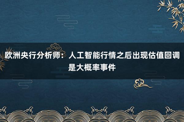 欧洲央行分析师：人工智能行情之后出现估值回调是大概率事件