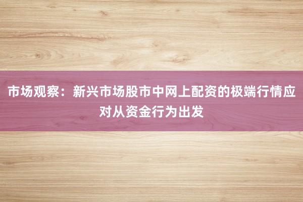 市场观察：新兴市场股市中网上配资的极端行情应对从资金行为出发