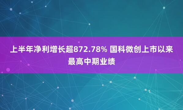 上半年净利增长超872.78% 国科微创上市以来最高中期业绩