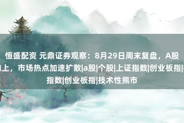 恒盛配资 元鼎证券观察：8月29日周末复盘，A股上周震荡向上，市场热点加速扩散|a股|个股|上证指数|创业板指|技术性熊市