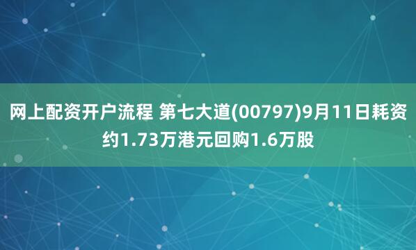 网上配资开户流程 第七大道(00797)9月11日耗资约1.73万港元回购1.6万股