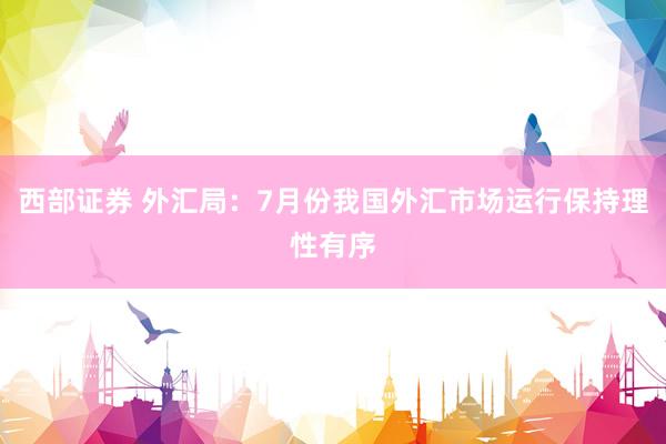 西部证券 外汇局：7月份我国外汇市场运行保持理性有序