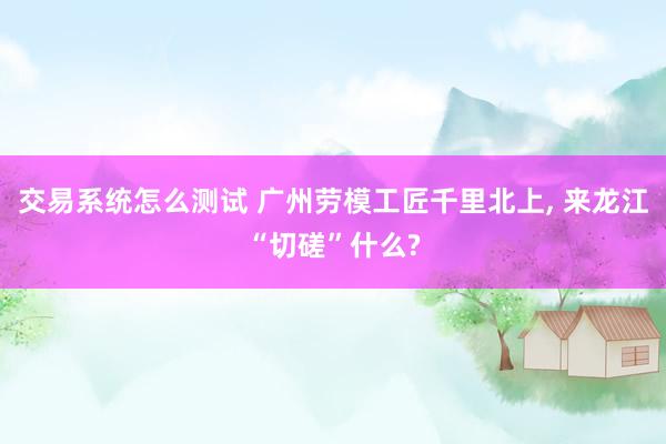 交易系统怎么测试 广州劳模工匠千里北上, 来龙江“切磋”什么?